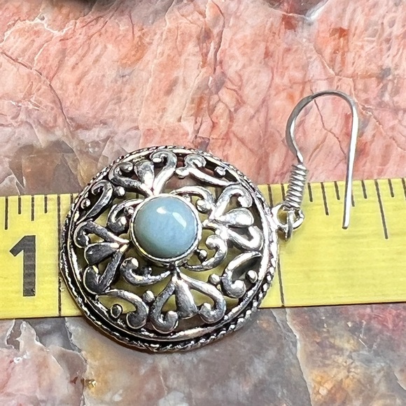 Genuine Larimar earrings (Z-6) - Picture 4 of 9